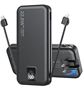 Portable Charger Built-in Cables and AC Wall Plug, 12000mAh power Bank, USB C 22.5W Fast charging...