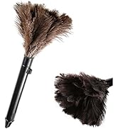 Pwshymi Scalable Dusters, Brown Washable Portable Compact Chicken Feathers Mini Duster with ABS H...