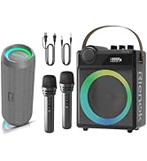 RIENOK Portable Bluetooth Speaker 30W Plus 100W Voice Amplifier with 2 Wireless Microphones
