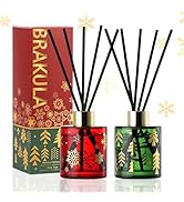 Brakula Reed Diffuser Set, Christmas Bottle Design with 2 Scent,Home Decor Bedroom Living Room Ba...