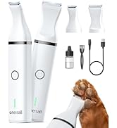 oneisall Dog Clippers with Double Blades,Cordless Small Pet Hair Grooming Trimmer,Low Noise for T...