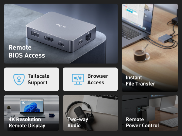 Remote BIOS Access?Tailscale Support?Browser Access?4K Resolution Remote Display