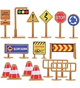 iplusmile Kids Toys 30pcs Traffic Road Signs Playset Street Signs Play Traffic Light Toys Traffic...