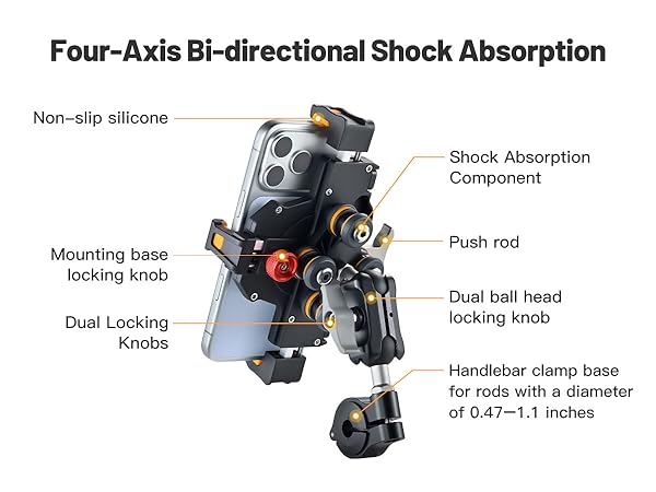 Motorcycle Cell Phone Mount with Vibration Dampener