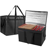 2PK XXXL Insulated Food Delivery Bag - Reusable Thermal Cooler Grocery Bags for Doordash Catering...