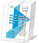PecMuikee Acrylic Sign Holder 8.5x11, Desktop Slant Back Acrylic Sign Holder and Plastic L Shape ...