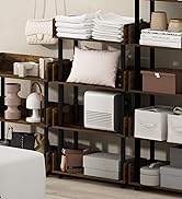 Furinno Turn-N-Tube 4-Tier Toolless Display Rack, Amber Pine/Black