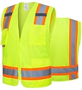 ProtectX High Visibility Reflective Safety Vest for Men Women Hi Vis Work Construction Vest with ...