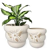 YBX YIBOXUAN Terracotta Pots with Drainage Holes Bee Decor, Ceramic Pots for Indoor Plants Flower...