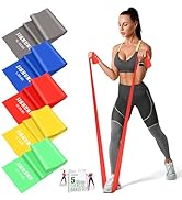 Resistance Bands, 5 Pcs Exercise Bands Elastic Stretch Bands for Fitness Yoga Pilates Stretching ...