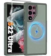 Magnetic Case for Samsung Galaxy S22 Ultra, [Compatible with Magsafe] [Glass Screen Protector] [D...