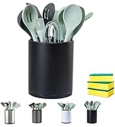 LIBODOUR Utensil Holder,4-in-1 Large Kitchen Utensil Holder For Counter,Rotating Silverware Organ...