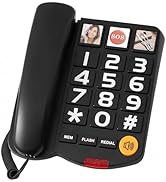Extra-Loud (110dB) Landline Phone for Seniors &amp; Hearing Impaired - Hearing Aid Compatible, Large ...