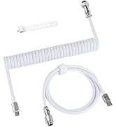 ATTACK SHARK C01PRO Custom Coiled USB-C Cable for Gaming Keyboard,Detachable Double Sleeve Braide...