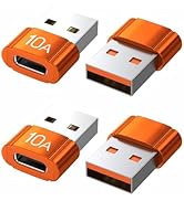 USB to USB C Adapter 4 Pack,10A 200W Fast Charging USB2.0 480Mbps Data Transfer,USB C Female to A...
