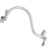 Voolan All Metal Shower Head Extension Arm, 14 Inch Curved Solid Brass Adjustable Shower Arm, Uni...