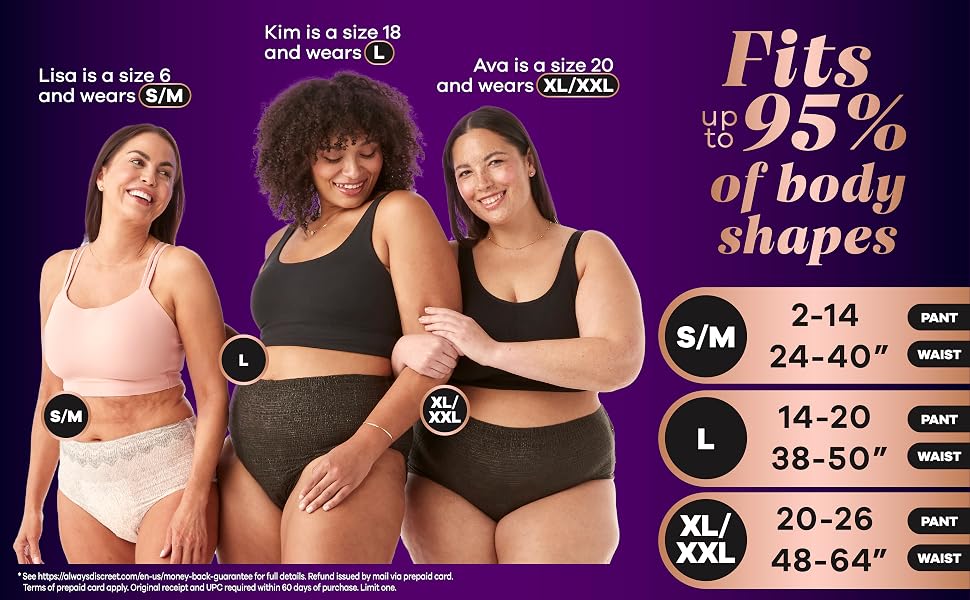 Always Discreet Boutique fits and fees like real underwear.