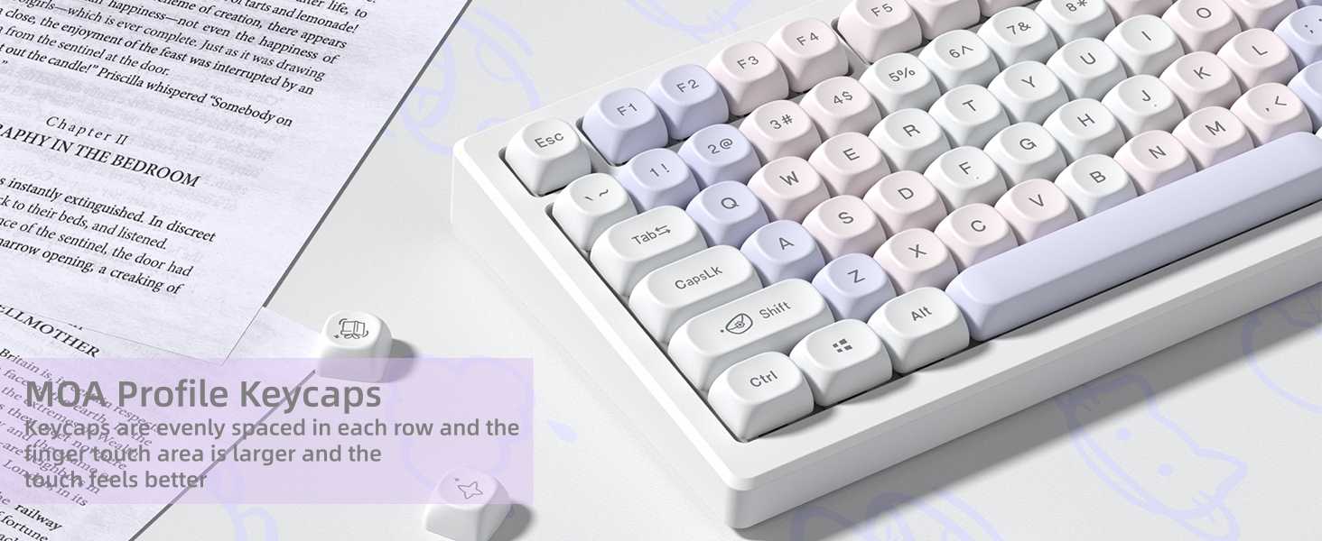 Womier PBT Keycaps Set, Dream Cute Keycaps MOA Profile Mechanical Keyboard Caps, Custom Key cap