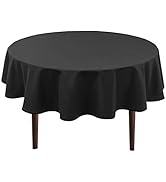 Hiasan Black Round Tablecloth 60 Inch - Waterproof Stain and Wrinkle Resistant Polyester Fabric T...
