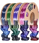 OVV3D Rainbow PLA Filament Bundle 3D Printer Filament, Silk PLA Filament 1.75mm, Silk Black Purpl...