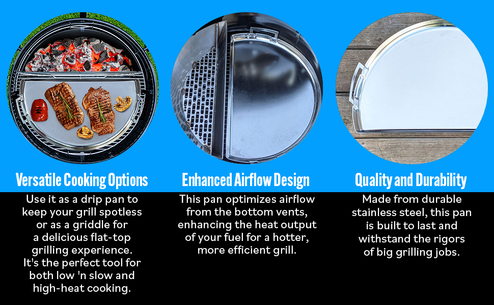 Kettle Grill Accessory for Searing, Dripping, and Griddling
