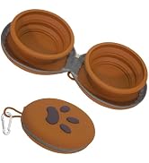 Collapsible Dog Bowls, 2-in-1 Silicone Pet Food and Water Bowl with Carabiner, Portable Double Co...