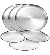 304 food Grade Stainless Steel Dinner Plate for Main Dishes, Grilled Meat, Dessert, Salad, and Fr...