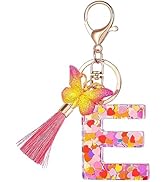 Suweibuke Colourful Cute Initial Letter Keychains for Women Girls with Tassel Butterfly, Charm fo...