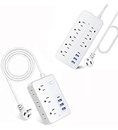 Asamoom 2pcs 15 FT Extension Cord with Multiple Outlets