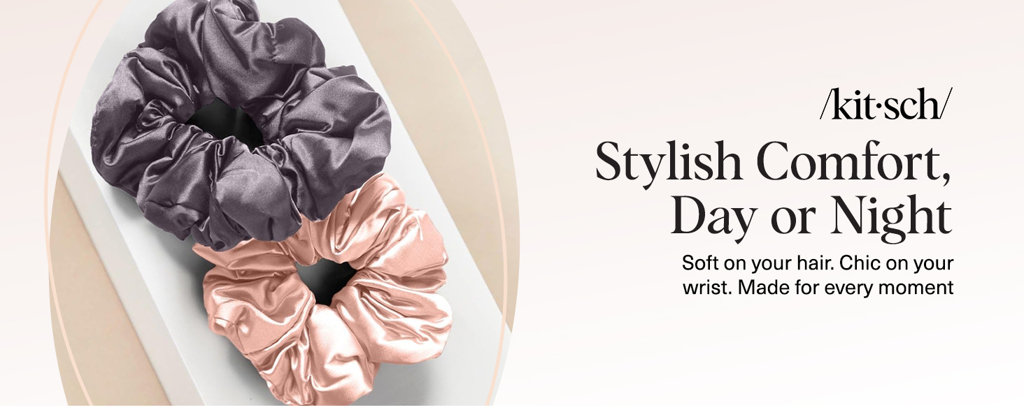 Kitsch Satin Hair Scrunchies for Women, Softer Than Silk Scrunchies for Hair