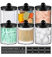6 Pack Acrylic Qtip Holder Dispenser for Cotton Swabs, Balls, Pads, Floss - Plastic Canister Apot...