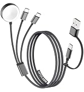 Travel Essentials for Apple Watch Charger, Multi Charging Cable for iPhone Charger, 3 in 2 USB C ...
