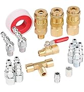 Hromee 18 Pieces Air Coupler and Plug Kit, 1/4-Inch NPT Air Hose Fittings and Compressor Accessor...