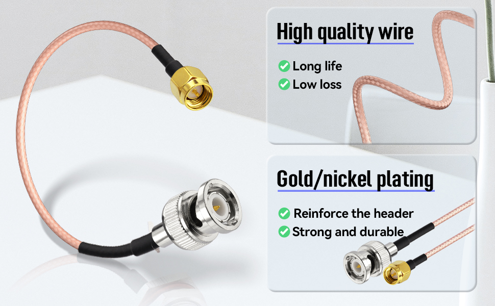 SMA to BNC Cable SMA Male to BNC Male Coaxial Cable 50 Ohm RG316 Jumper 