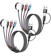 Dual Type-C Port 4 in 2 Multi Charging Cable for Apple iWatch Charger/iPhone 17/Lightning, Travel...