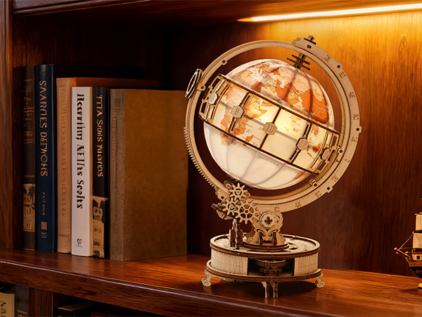 ROKR Illuminated Rotating Wooden Globe Puzzle