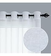 Pitalk White Sheer Curtains 84 Inches Long for Living Room 2 Panel Grommet Window Drape Lightweig...
