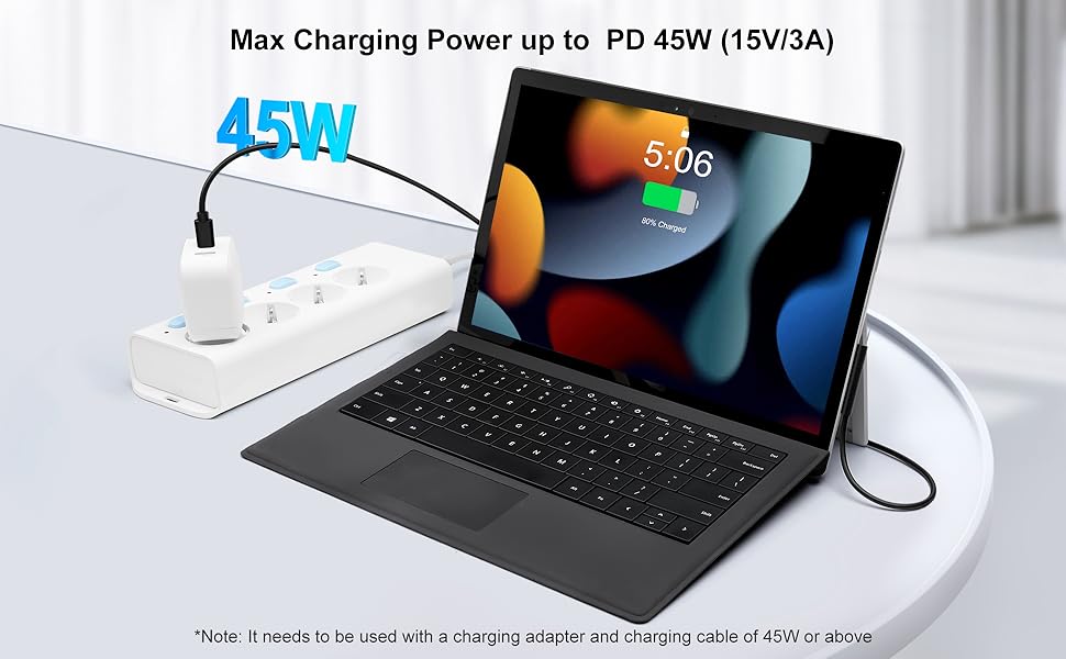Max Charging Power up to PD 45W (15V/3A)