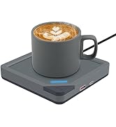 Coffee Mug Warmer Set with Dual USB &amp; Fast Charger - Yolin Cup Warmer for Office Desk Use with 10...