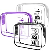 Lermende Clear Make Up Bag, TSA 3pcs Approved Makeup Bag Organizer &amp; Cosmetic Bag for Women With ...