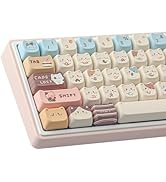 TYRIXKI PBT Keycaps 142 Keys Cute Keycaps Dye-Sublimation Sea Salt Cat Keycaps Mao Profile Custom...