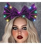 Aceorna Light Up Mouse Ears Headbands Led Bow Hairbands Glowing Wing Headpiece Glitter Halloween ...