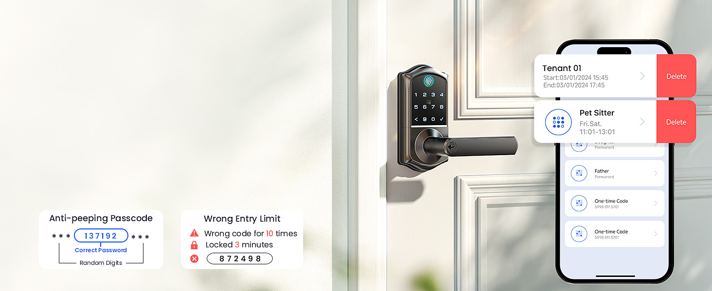 keyless door lock with handle