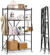 VEVOR 4-Tier Foldable Storage Shelf, 36W x 21D x 60H Inch Folding Metal Rack Shelving Unit, No As...