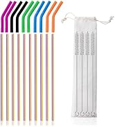 Lazycorner 10 Pcs Metal Straw Reusable 8.5