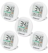 Geevon Small Digital Refrigerator Thermometer 5 Pack, IP65 Waterproof Commercial and Home Use, Ma...
