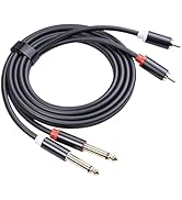 Yumiwoow Dual 1/4 inch TS to Dual RCA Cable, Heavy Duty 1/4 Male to RCA Male Adapter Stereo Audio...