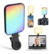RGB Selfie Light for iPhone, Portable Phone Light Clip with 4 Light Modes &amp; 10 Brightness Levels,...