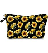 Deanfun Cosmetic Bag for Women, Sunflower Flowers Waterproof Makeup Bags Roomy Toiletry Pouch Tra...