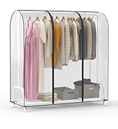 Zilink 60'' Clear Garment Rack Cover Dustproof Clothes Rack Cover Clear Garment Bags Fur Coat Sto...